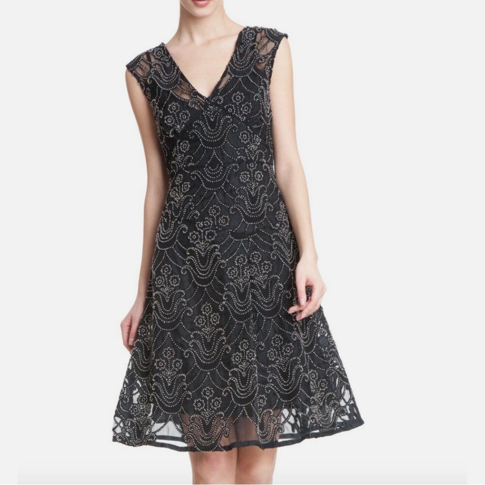 Tracy Reese Beaded Silk Fit & Flare Dress